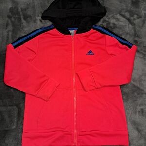 Adidas Kids Orange, Black and Blue Zip-Up Hoodie